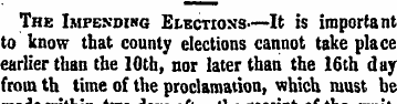 The Impending Elections—It is important ...