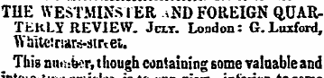 THE WESTMINSTER eJJD FOREIGN QUARTERLY R...