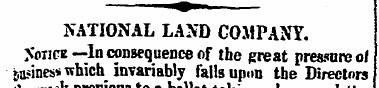 m NATIONAL LAND COMPANY. > 'oiice—In con...