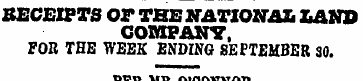 RECEIPTS OF TBE NATIONAL £AtfD COMPANY, ...