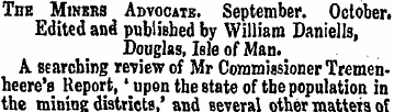 The Miners Advocate. September. October....