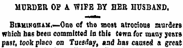 MURDER OF A WIFE BY HER HUSBAND. Birming...