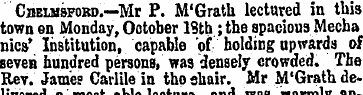 CflELM&poBD.—Mr P. M'Grath lectured in t...