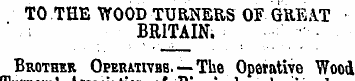 TO THE WOOD TURNERS OF GREAT BRITAIN. Br...