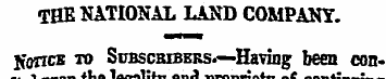 THE NATIONAL LAND COMPANY. Konc B to Sub...