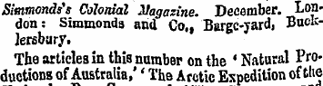 Simmonds's Colonial Magazine. December. ...