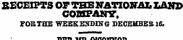 RECEIPTS OF THE NATIONAL LAMB COMPANY . ...