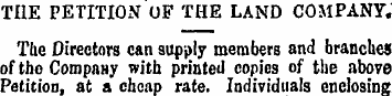THE PETITION OF THE LAND COMPANY The Dir...