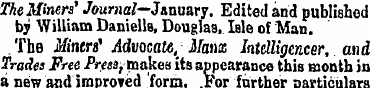 The Miners' Journal—January. Edited and ...