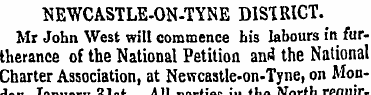 NEWCASTLE-ON-TYNE DISTRICT. Mr John West...