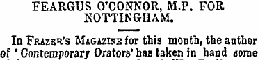 FEARGUS O'CONNOR, M.P. FOR NOTTINGHAM. I...