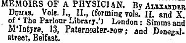 MEMOIRS OF A PHYSICIAN. By Auxudb Duuis....