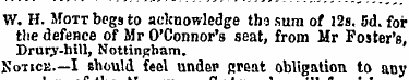 W. H. Moirbegsto acknowledge tha sura of...
