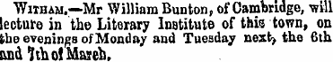 WiiHAM.—Mr William Bunton, of Cambridge,...