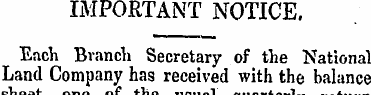 IMPORTANT NOTICE. Each Branch Secretary ...