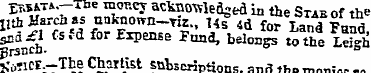 EWfcTi.—Tbe money actaowled ged in the S...