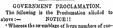 GOVERNMENT PROCLAMATION. The following i...
