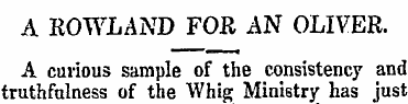 A ROWLAND FOR AN OLIVER. A curious sampl...