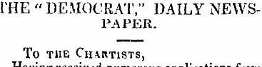 IHE "DEMOCRAT," DAILY NEWSTAPER. To THE ...