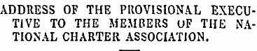 ADDRESS OF THE PROVISIONAL EXECUTIVE TO ...