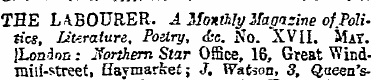 THE LABOURER. A Monthly Magazine of Poli...