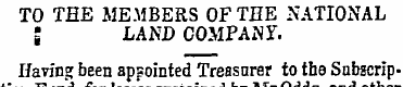 TO THE MEMBERS OF THE NATIONAL J LAND CO...