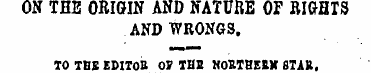 ON THE ORIGIN AND NATURE OF BIGHTS AND W...