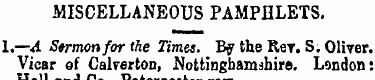 MISCELLANEOUS PAMPHLETS. 1.—A Strmonfor ...