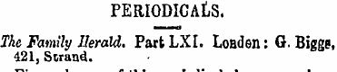 PERIODICALS. The Family Herald, PartLXI....
