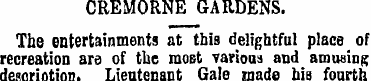CREMORNE GARDENS. The entertainments at ...