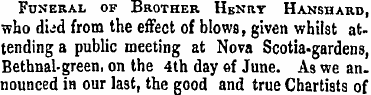 Funeral of Brother Hbnry Hanshard, who d...