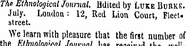 The Ethnological Journal. Edited by Luke...