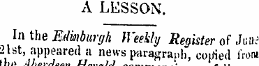 A LESSON. In the Edinburgh Weekl y Regis...