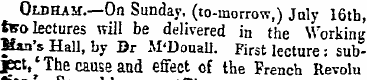 Oldham.—On Sunday, (to-morrow ,) July 16...
