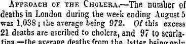 Approach of the Cholera.—The number of d...