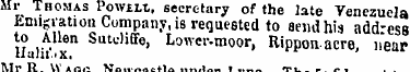 Mr Thomas Poweia, secretary of the late ...