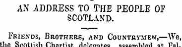 AN ADDRESS TO THE PEOPLE OF SCOTLAND. Fr...