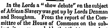 In the Lords a "show debate'' on the sub...