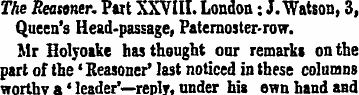 The Reasoner. Put XXVIII. London: J. Wat...