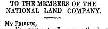 TO THE MEMBERS OF THE NATIONAL LAND COMP...
