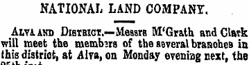 NATIONAL LAND COMPANY. Alva and Distbict...