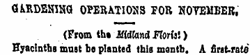 GARDENING OPERATIONS FOR NOVEMBER, ( Fro...