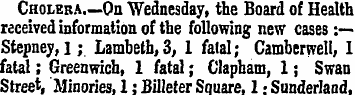 Cholera—On Wednesday, the Board of Healt...