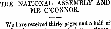 THE NATIONAL ASSEMBLY AND MR O'CONNOR. W...