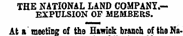THE NATIONAL LAND COMPANI.-EXPULSION OF ...