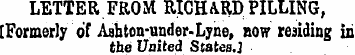 LETTER FROM RICHARD PILLING, [Formerly o...