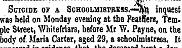 Suicide of a Schoolmistress.--^ inquest ...