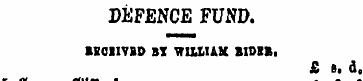 DEFENCE FUND. BHCI1VBD BT WIUUX BIDSB. £...