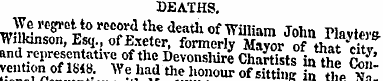 DEATHS. We regret to record the deaUi of...