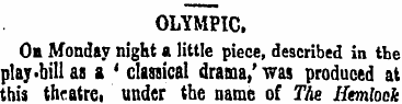 OLYMPIC. Ok Monday night a little piece,...